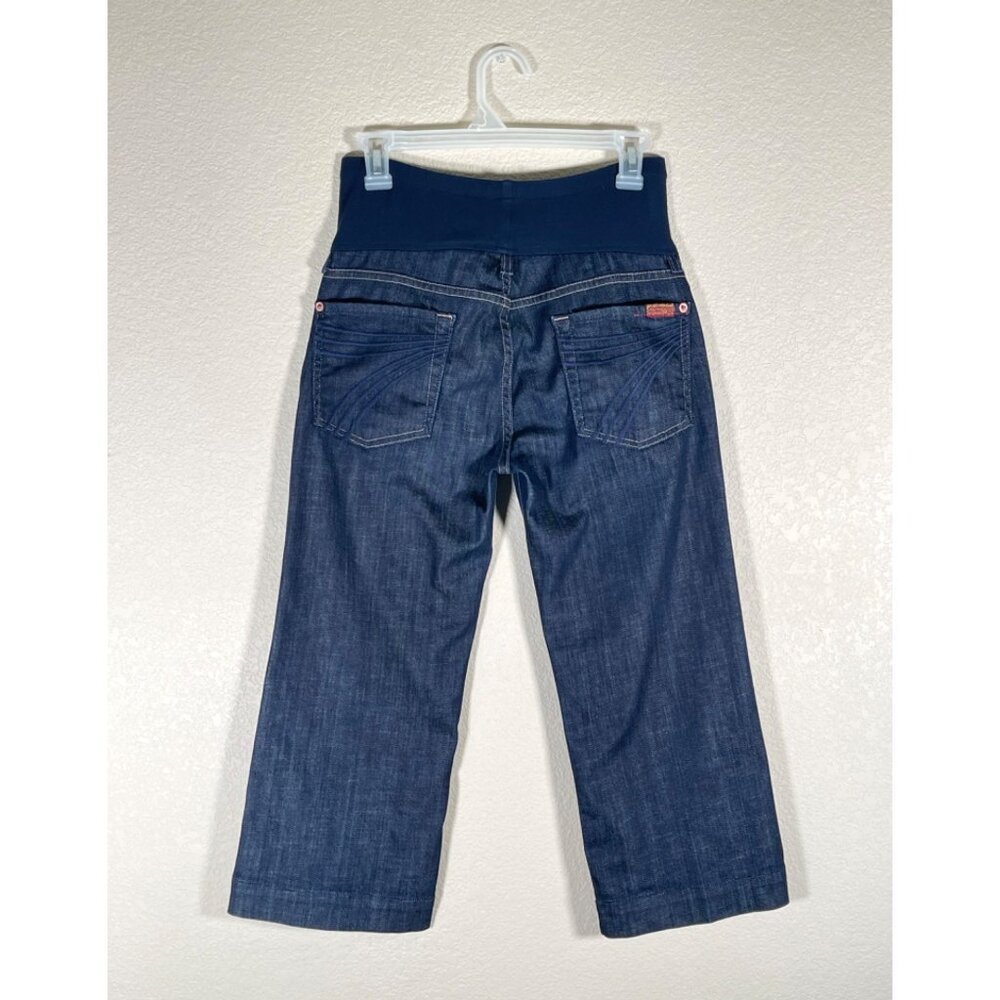 7 For All Mankind DOJO Maternity Crop Jeans Stretch Embroidered Back Pockets